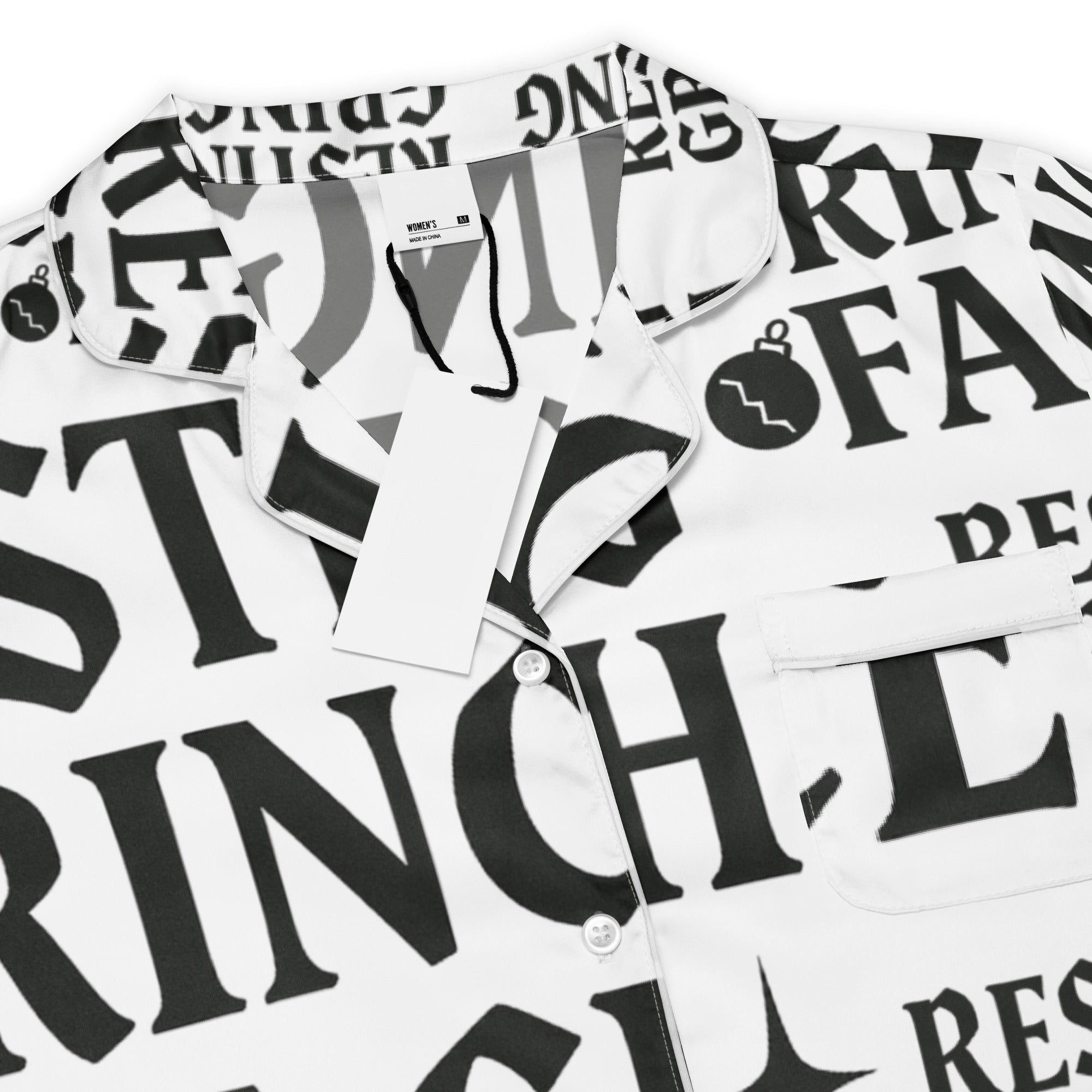 Resting Grinch Face Goth Anti-Christmas / Bah Humbug Long Sleeve Pajama Top | – RB Designa Co