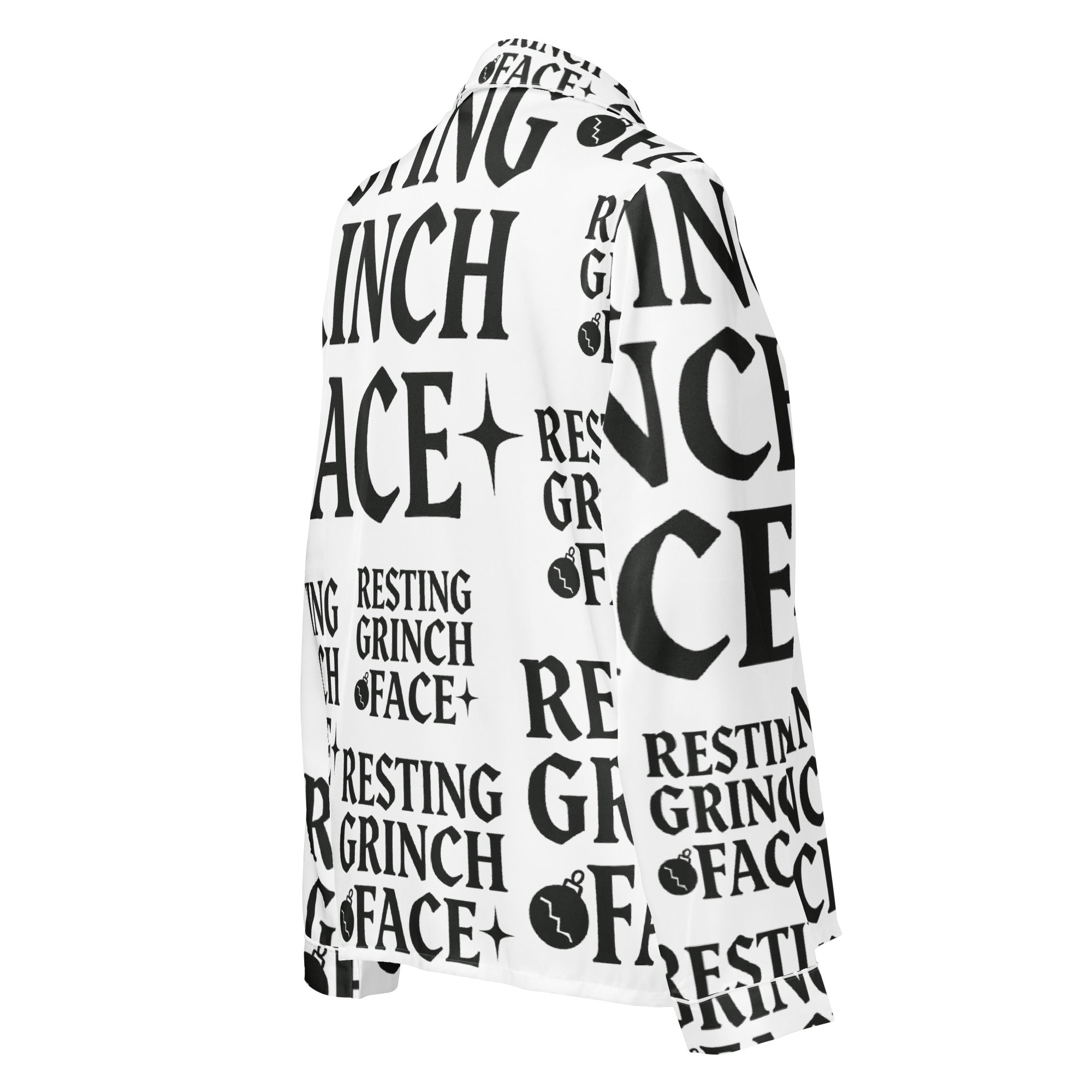 Resting Grinch Face Goth Anti-Christmas / Bah Humbug Long Sleeve Pajama Top | – RB Designa Co