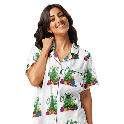 Merry Christmas Green Teen Short-Sleeves Pajama Top | – RB Designa Co