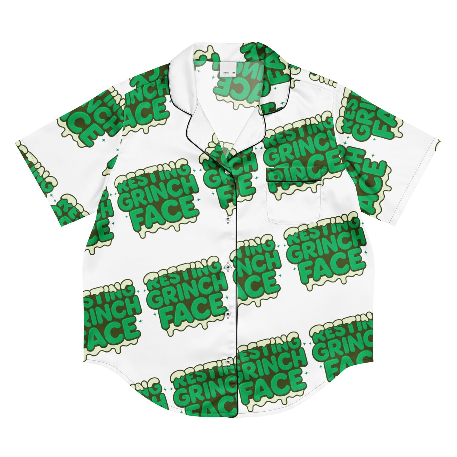 Resting Grinch Face Anti-Christmas / Bah Humbug Short-Sleeves Pajama Top | – RB Designa Co