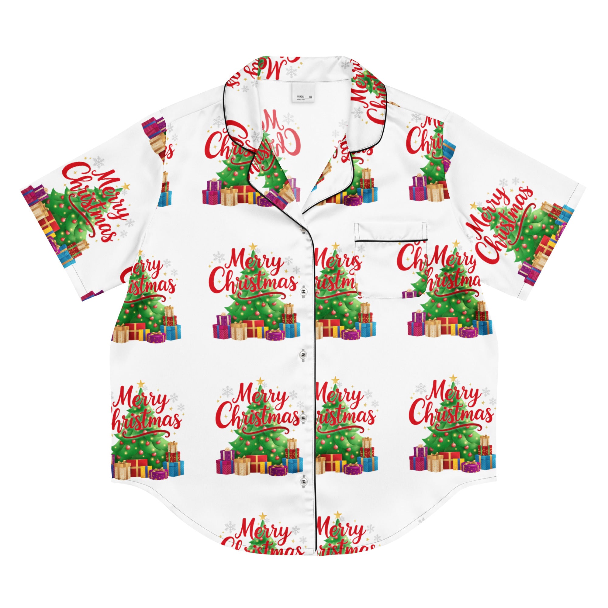 Merry Christmas Red Teen Short-Sleeves Pajama Top | – RB Designa Co