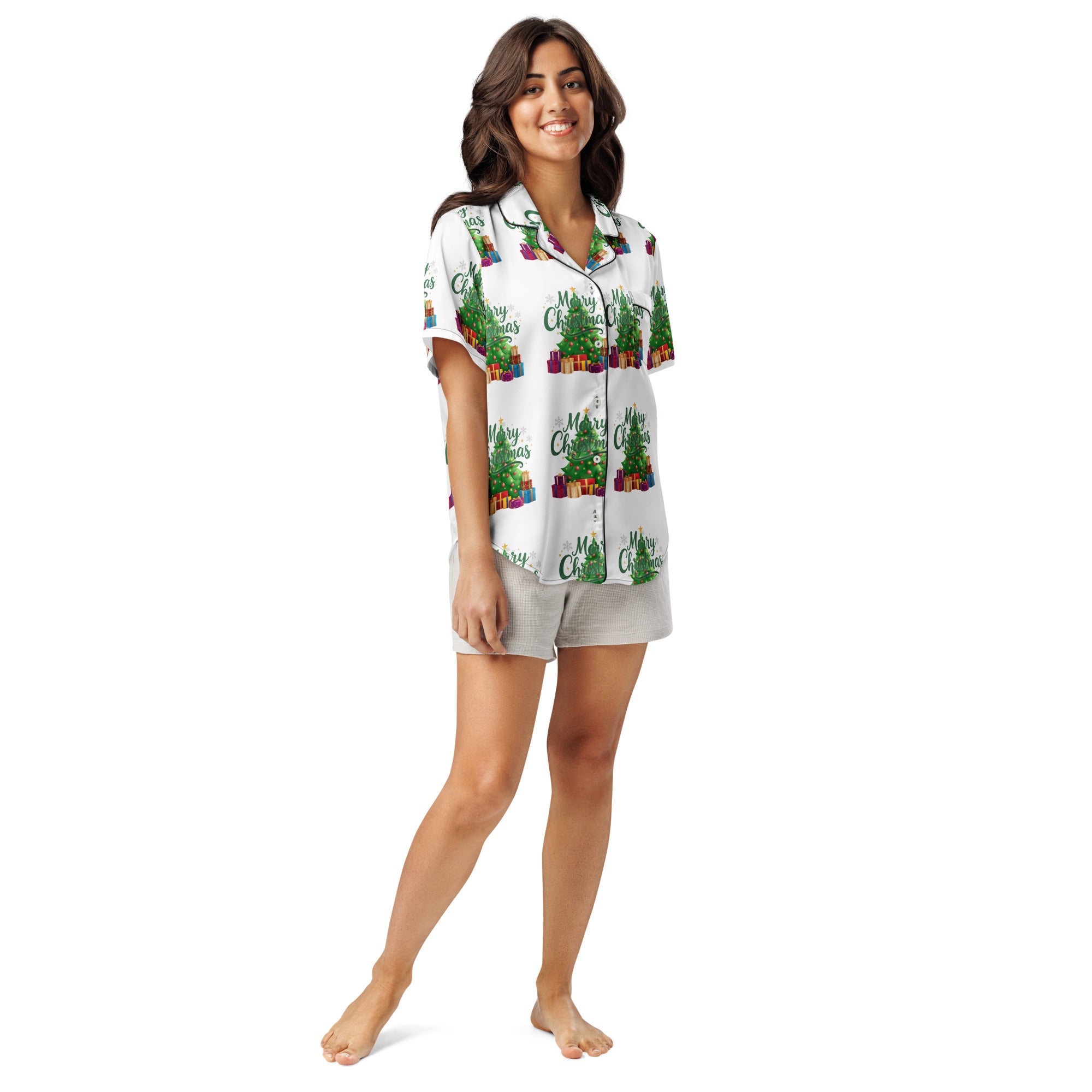 Merry Christmas Green Teen Short-Sleeves Pajama Top | – RB Designa Co