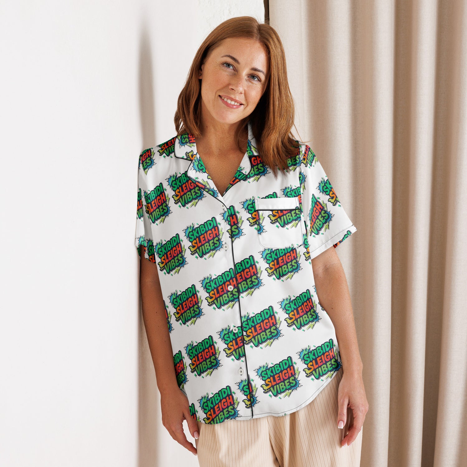 Skibidi Vibes Teen Short-Sleeves Pajama Top | – RB Designa Co