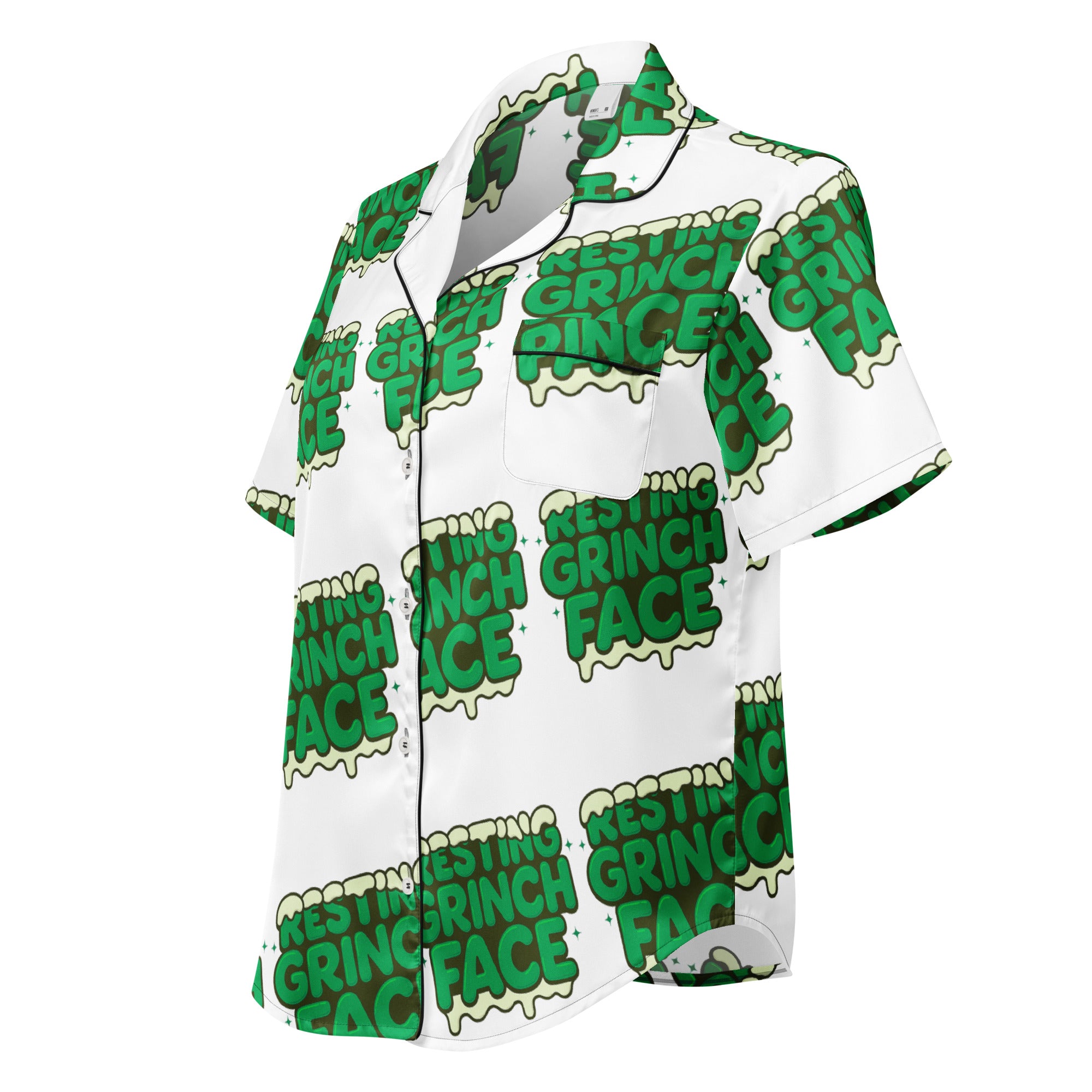 Resting Grinch Face Anti-Christmas / Bah Humbug Short-Sleeves Pajama Top | – RB Designa Co