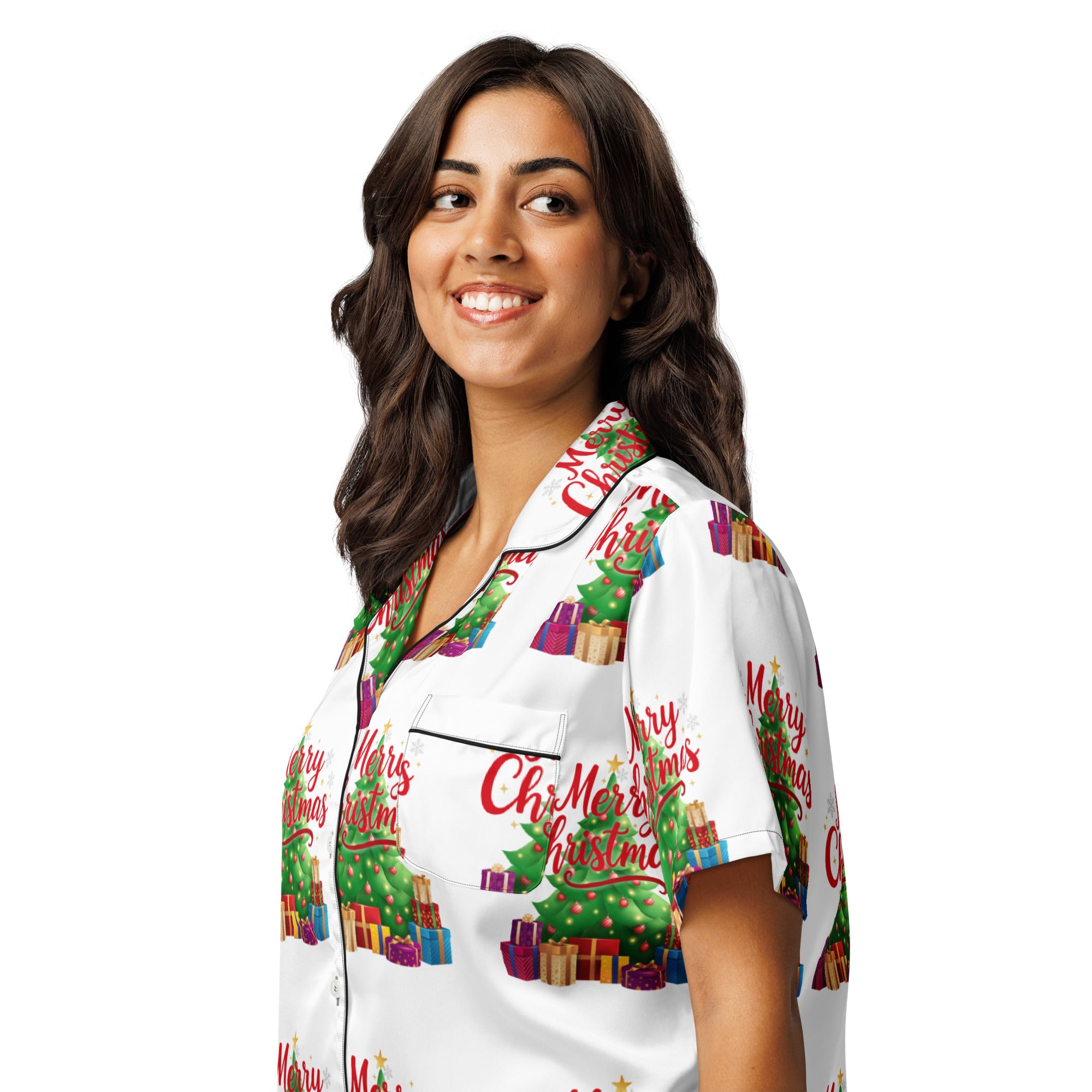 Merry Christmas Red Teen Short-Sleeves Pajama Top | – RB Designa Co