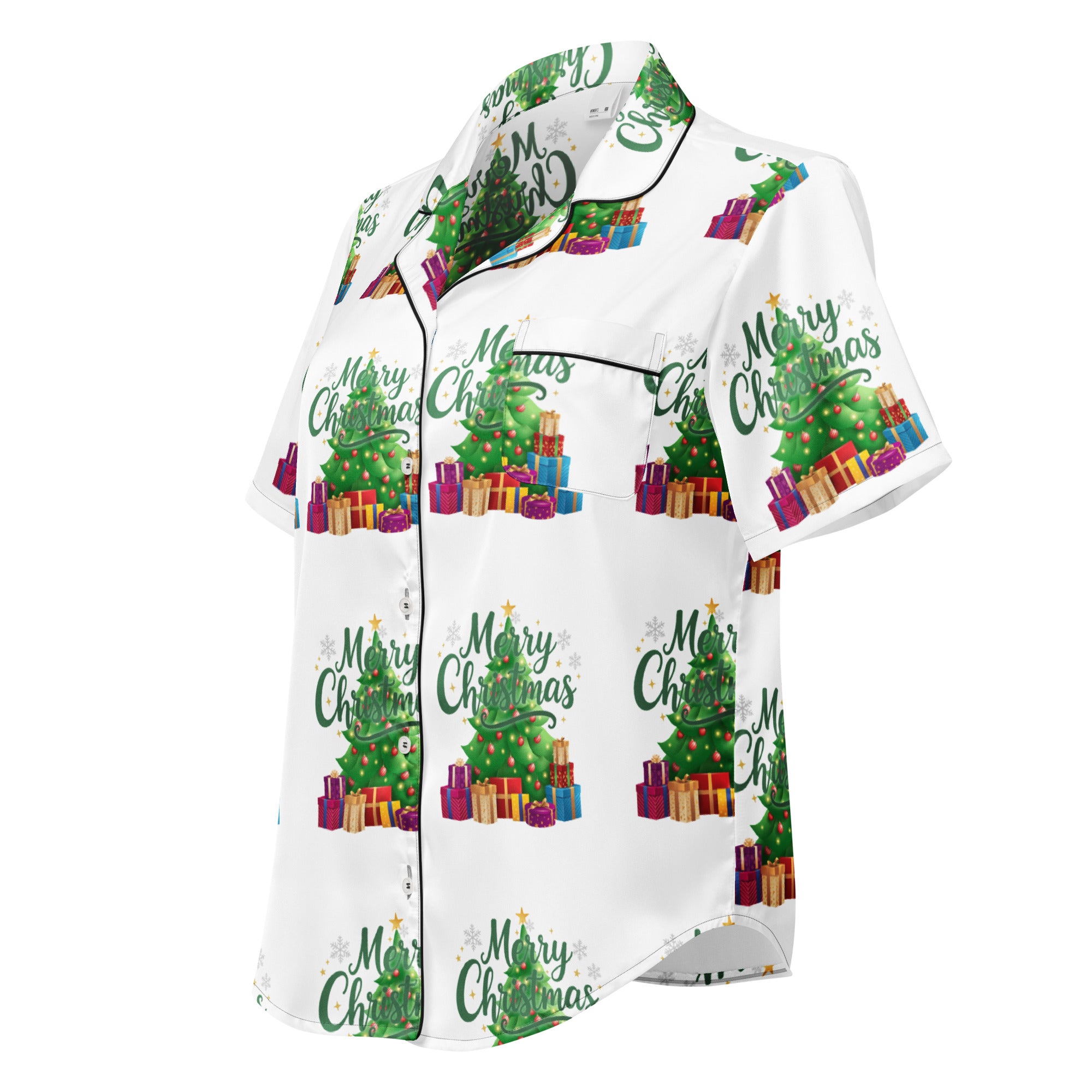 Merry Christmas Green Teen Short-Sleeves Pajama Top | – RB Designa Co