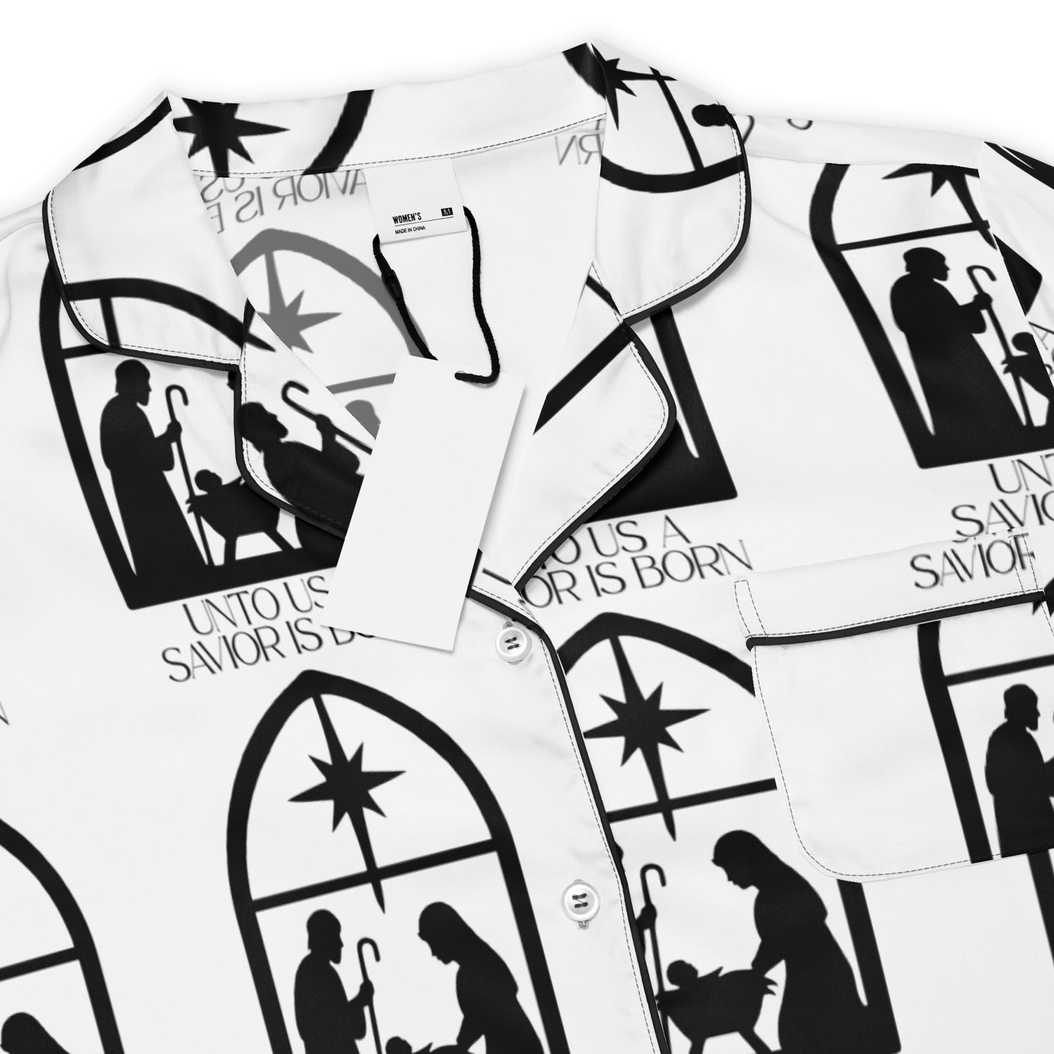 Savior is Born White Biblical Short-Sleeves Pajama Top | – RB Designa Co