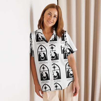 Savior is Born White Biblical Short-Sleeves Pajama Top | – RB Designa Co