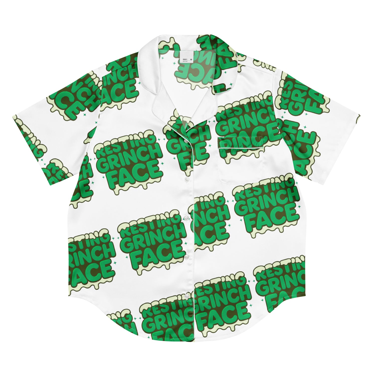 Resting Grinch Face Anti-Christmas / Bah Humbug Short-Sleeves Pajama Top | – RB Designa Co