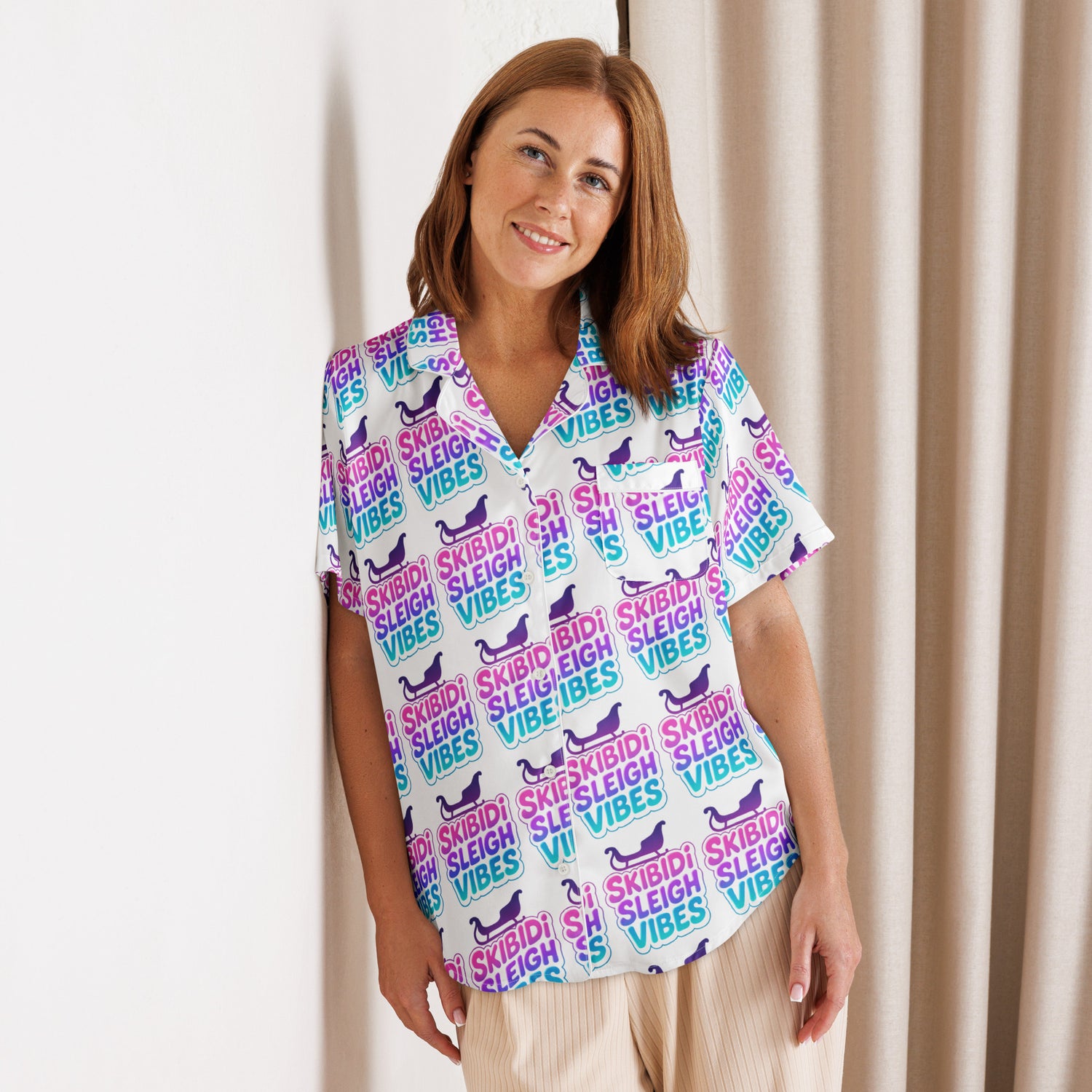 Skibidi Sleigh Teen Short-Sleeves Pajama Top | – RB Designa Co