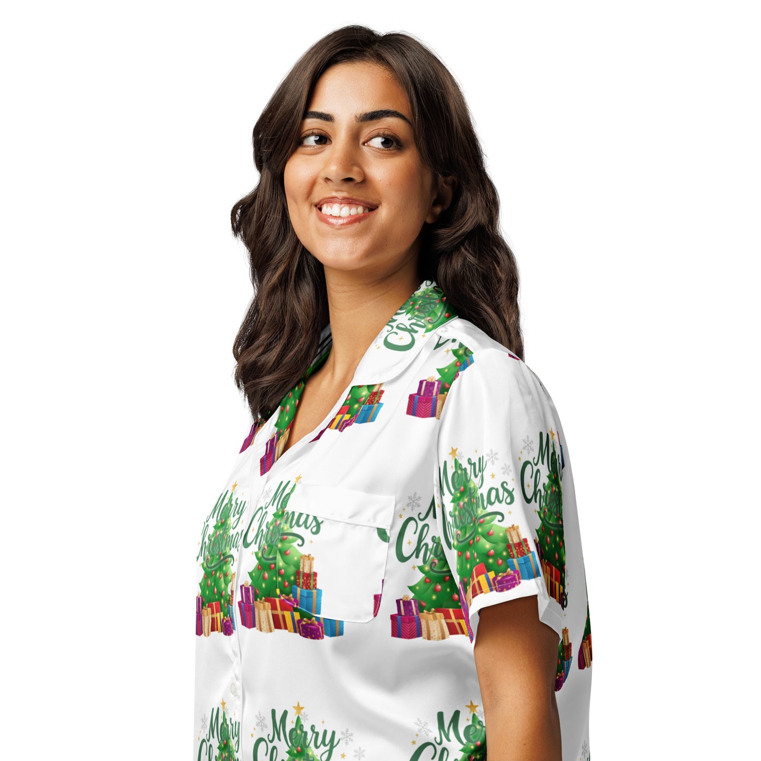 Merry Christmas Green Teen Short-Sleeves Pajama Top | – RB Designa Co