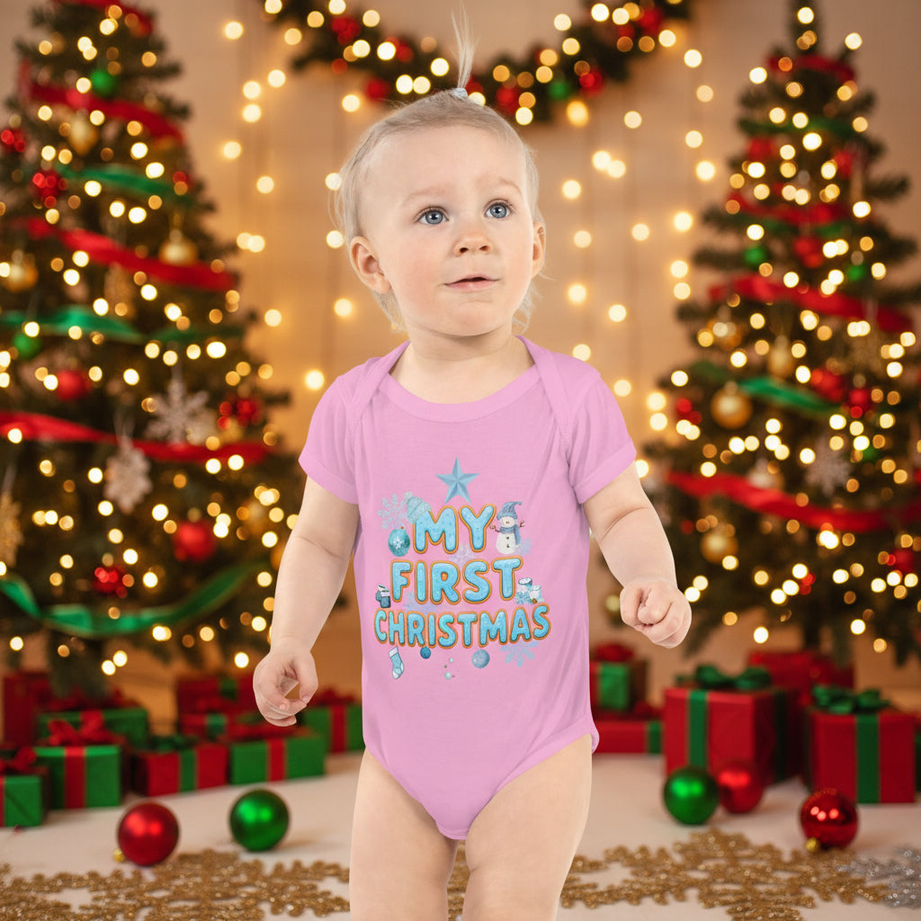 My First Christmas Blue Kids and Babies Onesie Bodysuit | – RB Designa Co