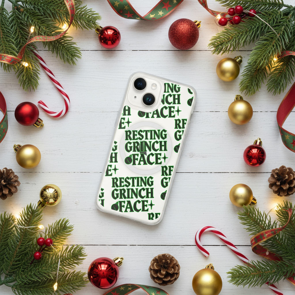 Resting Grinch Face Goth1 Anti-Christmas / Bah Humbug iPhone Clear Case | – RB Designa Co