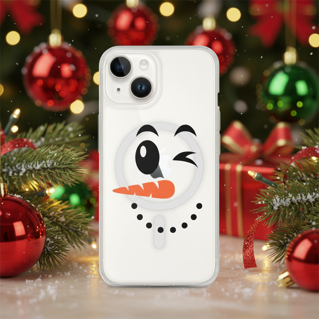 Winking Snowman Face Kids &amp; Babies iPhone Clear Case