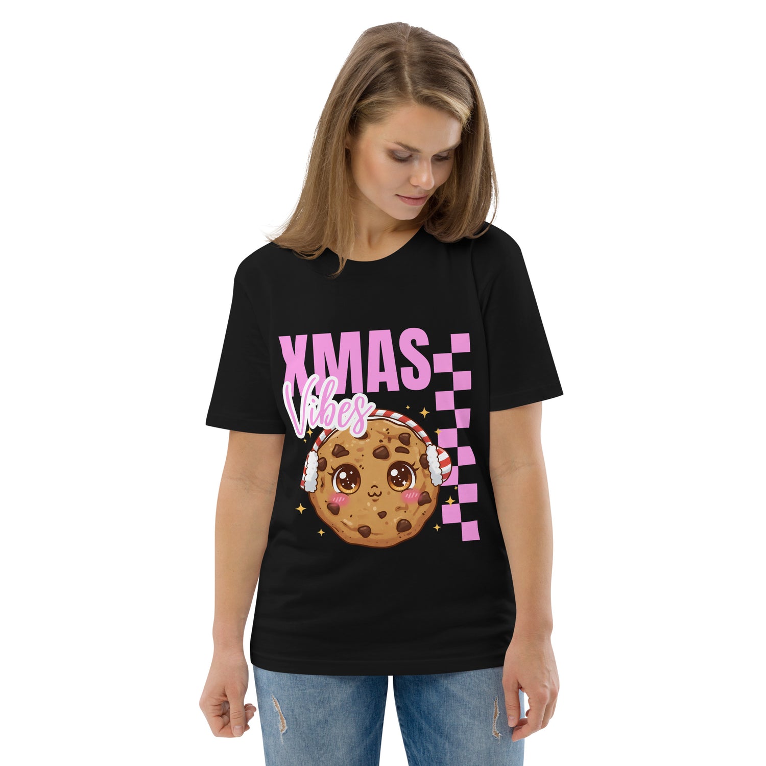 Xmas Vibes Cookie -Pink | Adults T-Shirt | – RB Designa Co