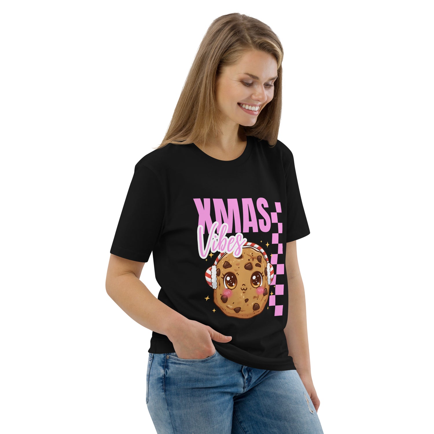 Xmas Vibes Cookie -Pink | Adults T-Shirt | – RB Designa Co