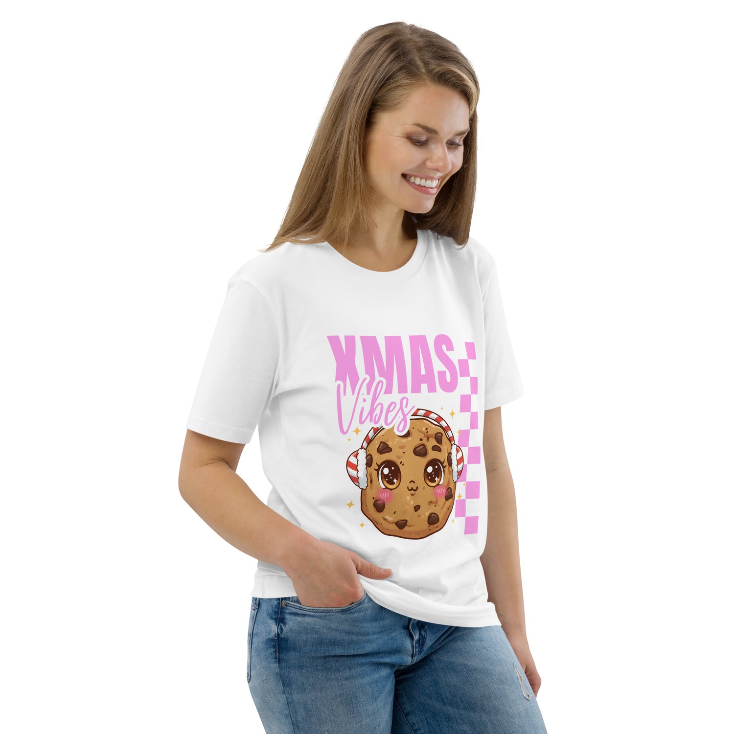 Xmas Vibes Cookie -Pink | Adults T-Shirt | – RB Designa Co