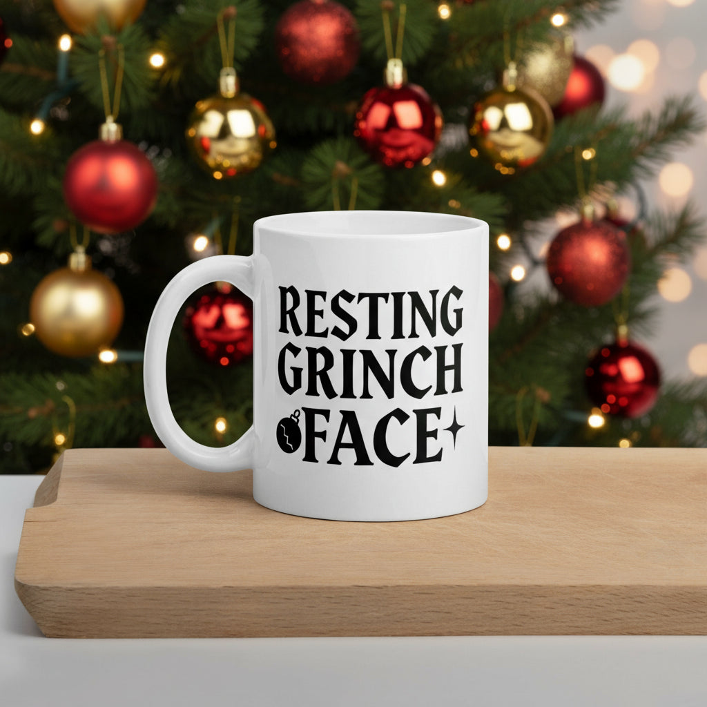 Resting Grinch Face Goth Anti-Christmas / Bah Humbug White Mug | – RB Designa Co