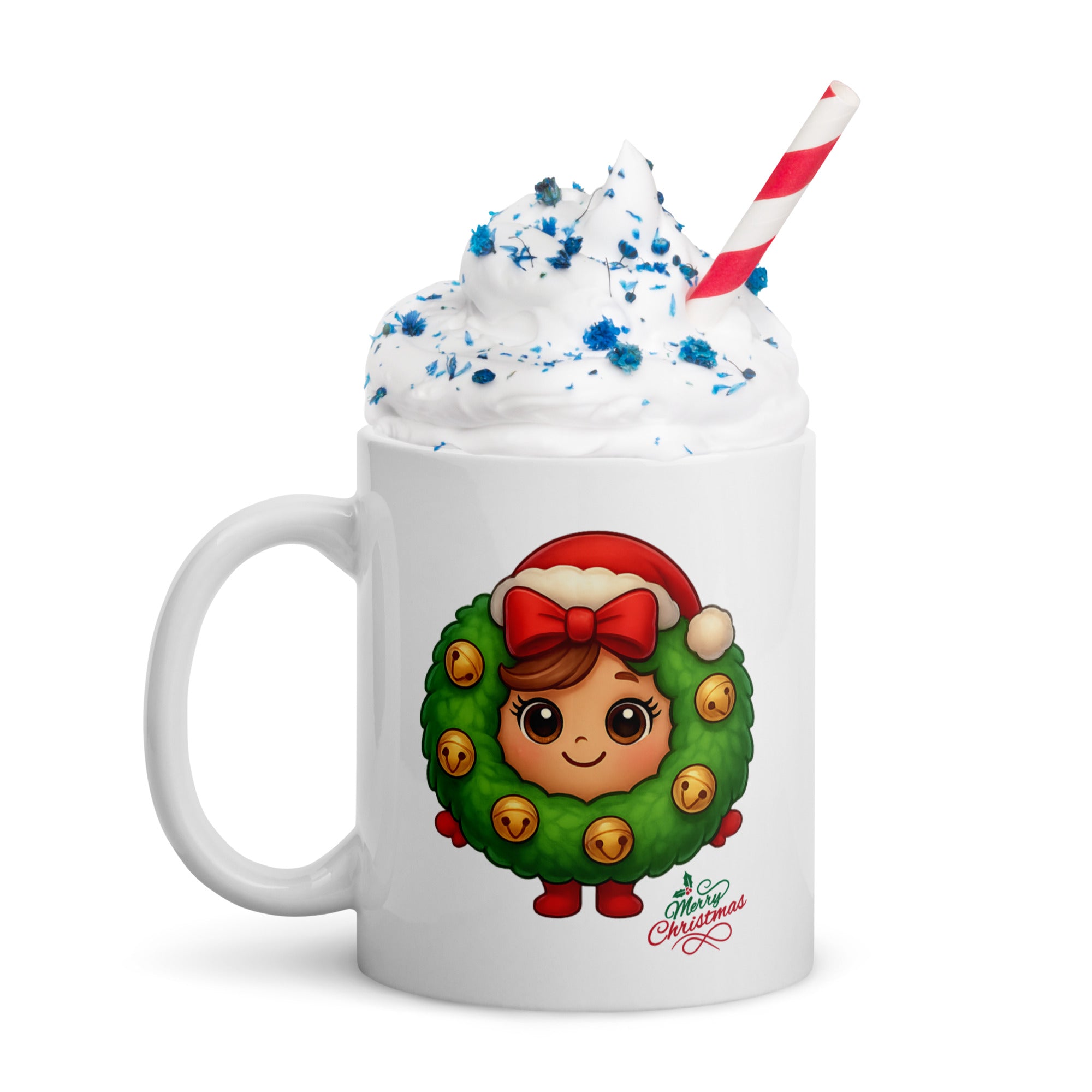 Christmas Wreath Head Kids White Mug | – RB Designa Co