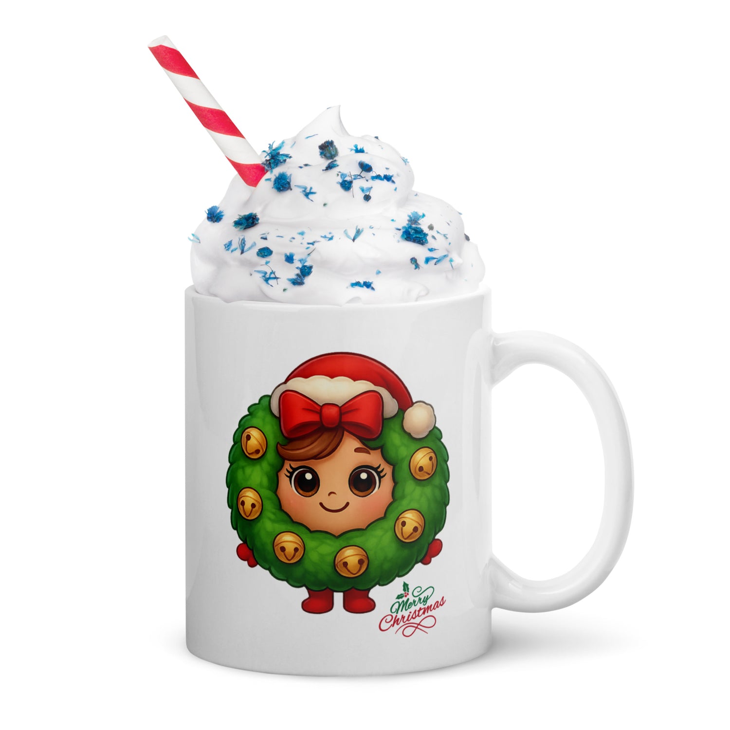 Christmas Wreath Head Kids White Mug | – RB Designa Co