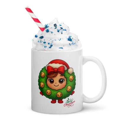 Christmas Wreath Head Kids White Mug | – RB Designa Co