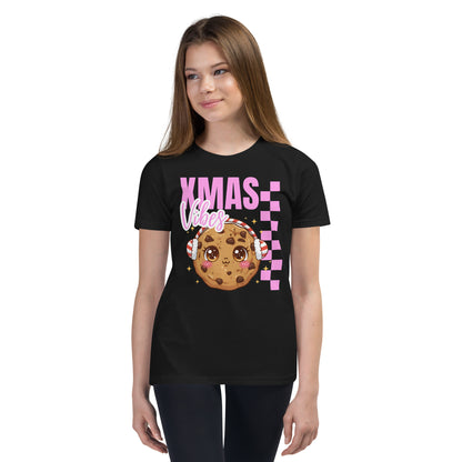 Xmas Vibes Cookie -Pink | Youth Short Sleeve T-Shirt | – RB Designa Co