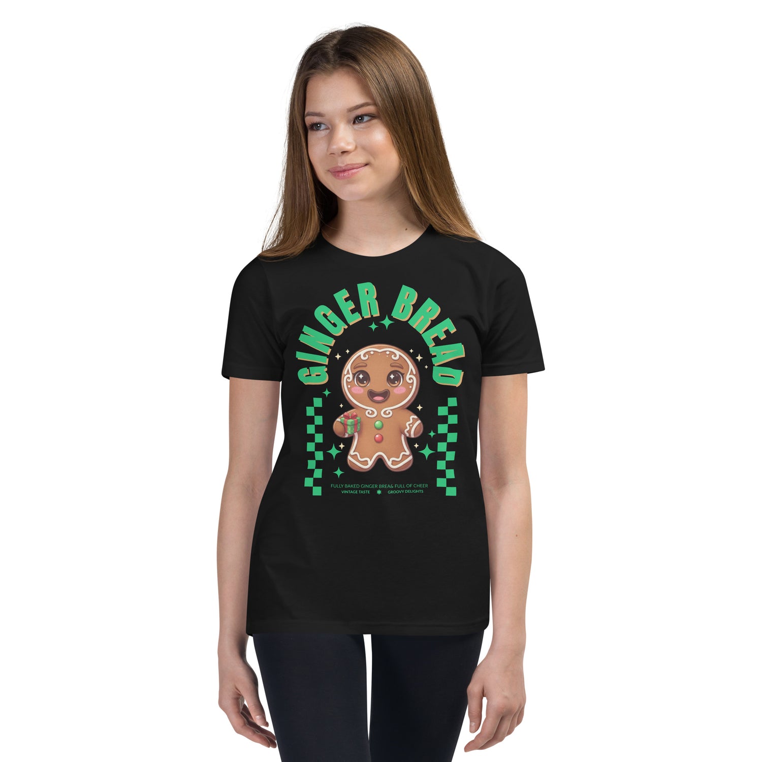 Gingerbread Joy- Green | Youth Short Sleeve T-Shirt | – RB Designa Co