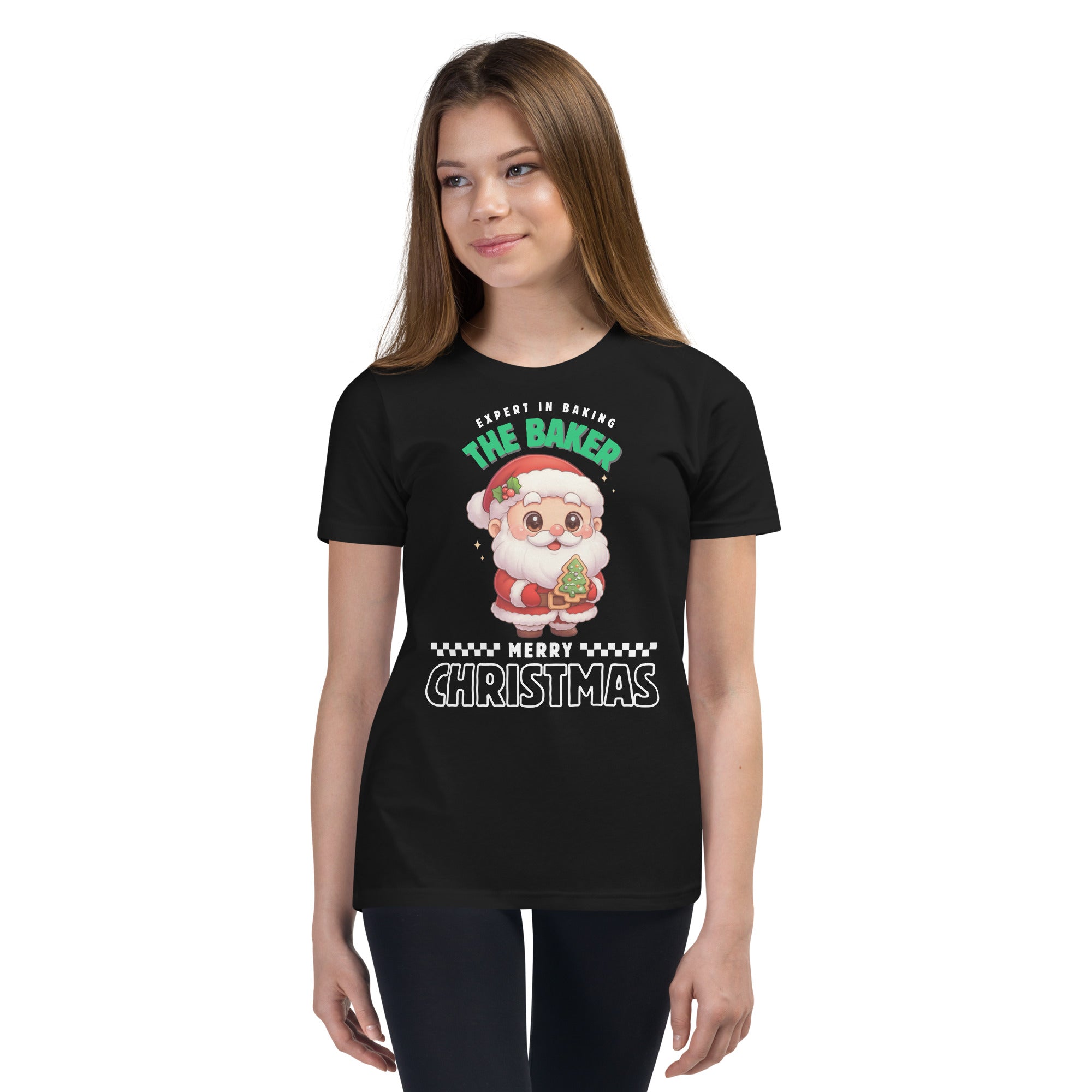 Expert in Baking: The Santa Baker- White and Green | Youth Short Sleeve T-Shirt | – RB Designa Co