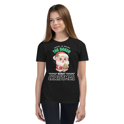 Expert in Baking: The Santa Baker- White and Green | Youth Short Sleeve T-Shirt | – RB Designa Co