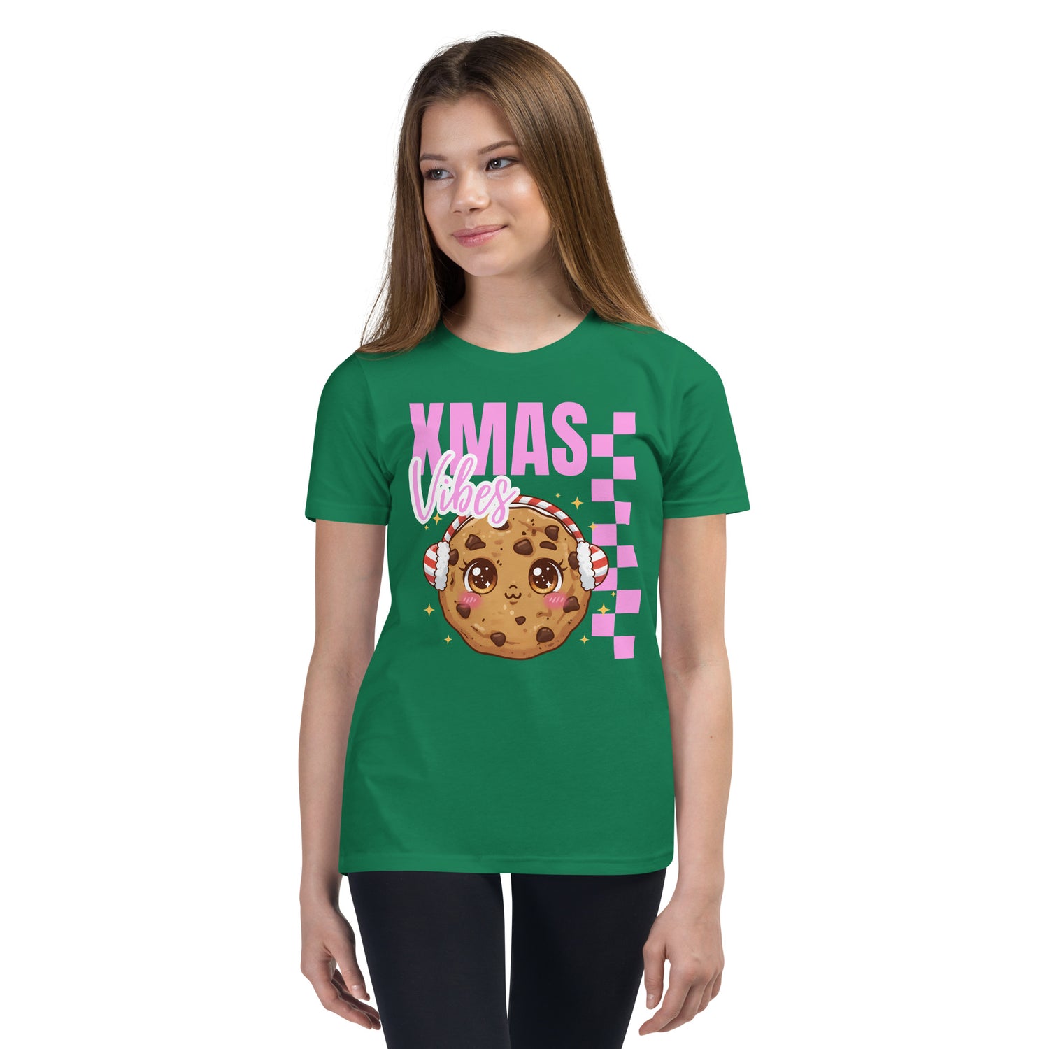 Xmas Vibes Cookie -Pink | Youth Short Sleeve T-Shirt | – RB Designa Co