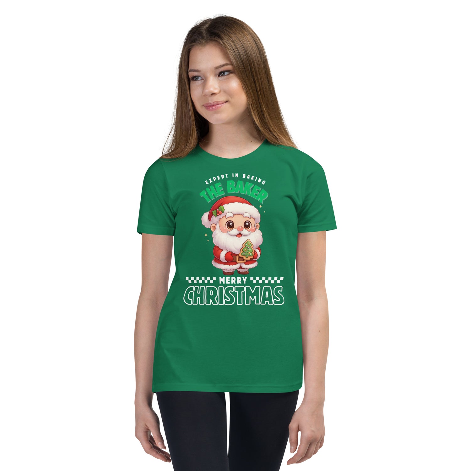 Expert in Baking: The Santa Baker- White and Green | Youth Short Sleeve T-Shirt | – RB Designa Co