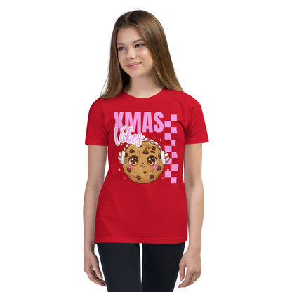 Xmas Vibes Cookie -Pink | Youth Short Sleeve T-Shirt | – RB Designa Co