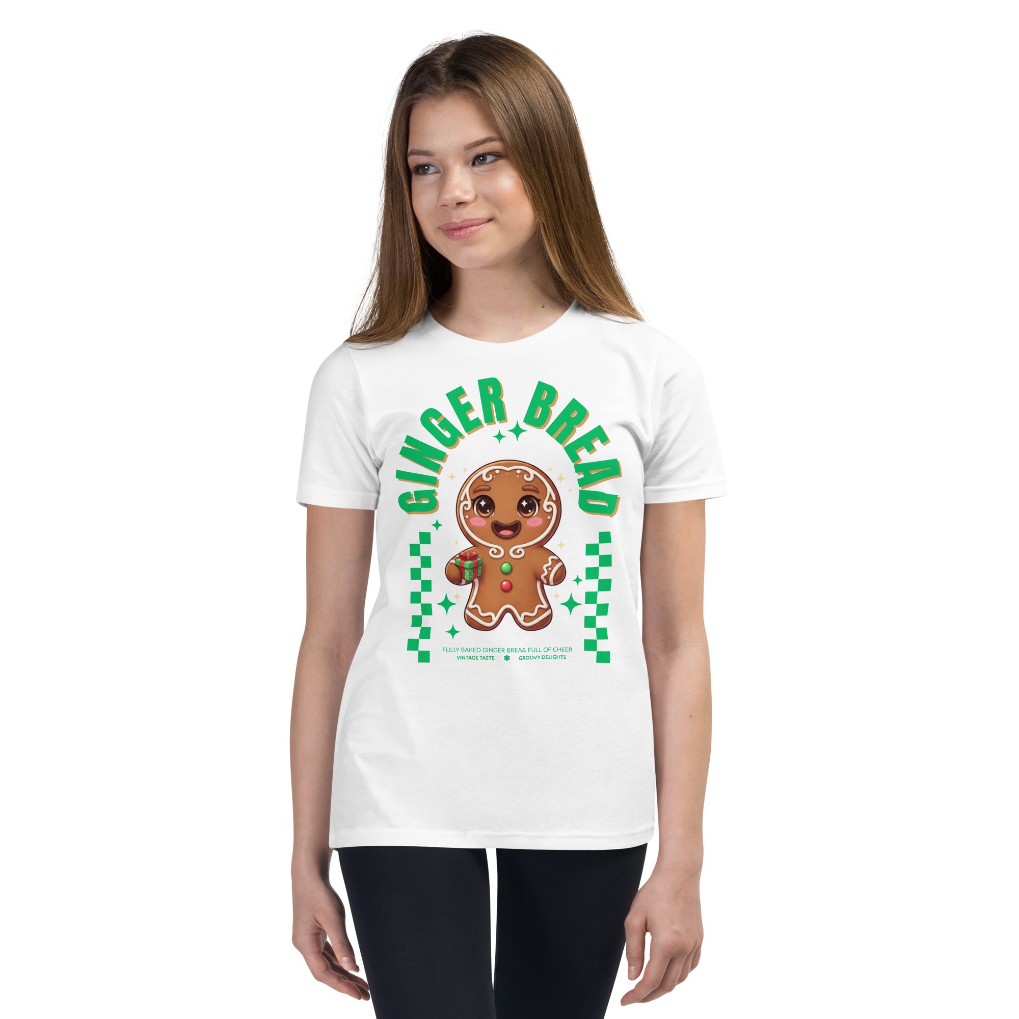 Gingerbread Joy- Green | Youth Short Sleeve T-Shirt | – RB Designa Co